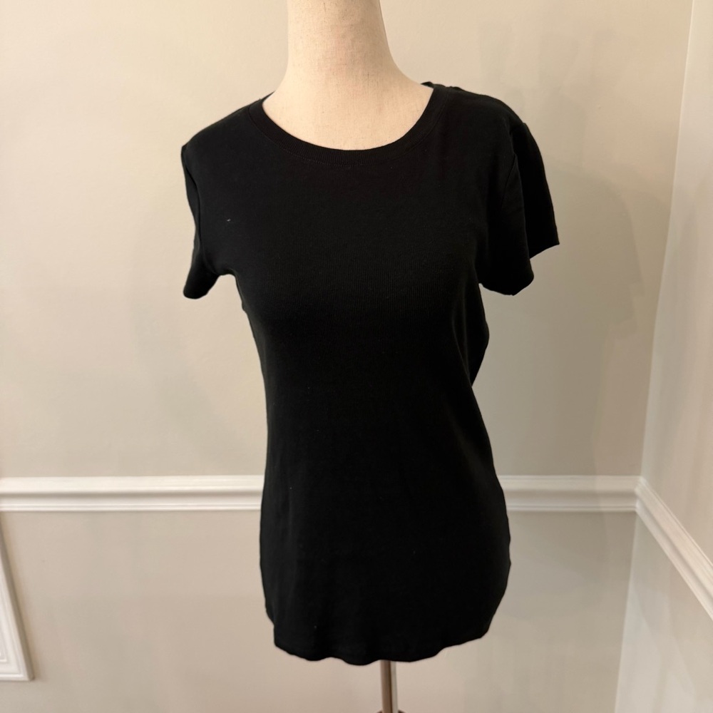 Club Monaco black ribbed cotton crew neck tee- Size Large